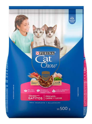Purina Cat Chow Gatito Pescado Carne Y Leche 500g por $28