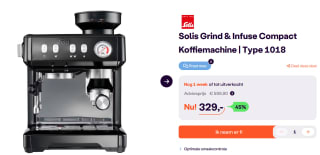 Solis Grind & Infuse Compact 1018 Pistonmachine voor €329 bij Ibood