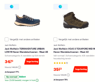 Tot 75% korting op Jack Wolfskin wandelschoenen bij Bol.com