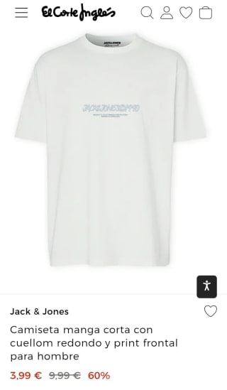 Jack & Jones Camiseta manga corta para hombre por 3,99€.