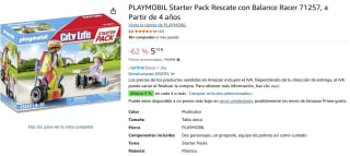 Set Playmobil Starter Pack Rescate con Balance Racer 71257 por 5,18€