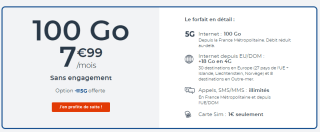 Forfait mobile Cdiscount Mobile Appels/SMS/MMS illimité + 100 Go de DATA à 7,99€/mois