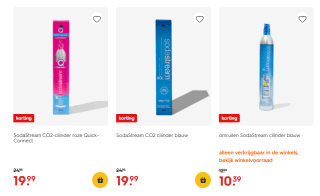 SodaStream cilinders 20% korting bij de Hema