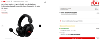 Auriculares gaming HyperX Cloud II Core por 74,99€
