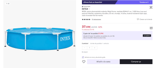 Piscina tubular redonda Metal Frame Ø244 cm INTEX por 37,54€ (25,54€ usuario nuevo)