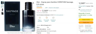 Perfume Dior Christian Sauvage 200ml por $2,569 en Amazon