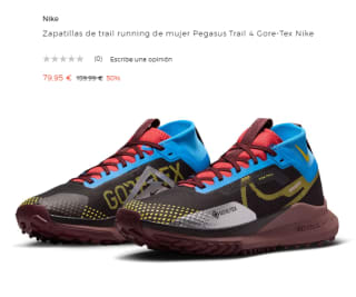 Zapatillas de trail running de mujer Nike Pegasus Trail 4 Gore-Tex por 79.95€