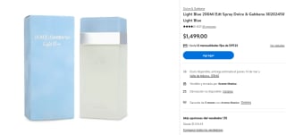 Perfume Light Blue 200ml D&G por $1,349 en Walmart