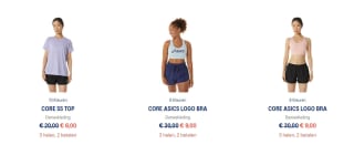 3 kopen=2 betalen op alle kleding + schoenen tijdens de Asics Outlet