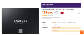 Samsung 870 EVO SSD 2.5" 2TB SATA3 por 139.99€