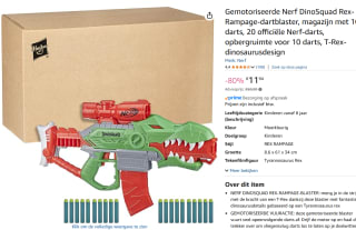 Nerf Dinosquad Rex Rampage met 20 Nerf-darts voor €11,94 bij Amazon