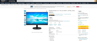Monitor Full HD da Philips de 21,5 polegadas - R$ 489