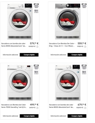 Recopilación de Secadoras y Lavasecadoras AEG con Hasta 50% DTO en Privalia