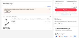 Patinete eléctrico Xiaomi Electric Scooter 4, 600W, 35km autonomía, Vel. 25 km/h por 226,79€