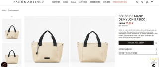 Bolso de mano estilo tote básico de nylon engomado, en color beige por 15,99€