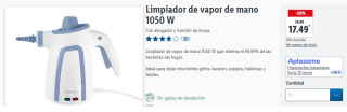Limpiador de vapor de mano 1050 W por 17,49€