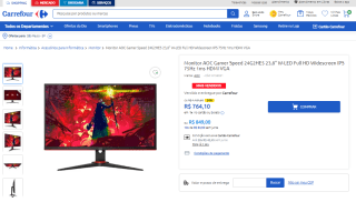 Monitor Gamer da AOC, modelo Speed 24G2HE5 - R$ 764,10