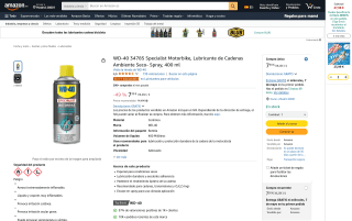 Lubricante de cadenas ambiente seco WD-40 Specialist Motorbike 400 ml por 7,30€