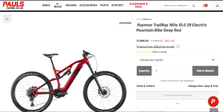 Raymon TrailRay 160e 29" Electric Mountain Bike – £1999