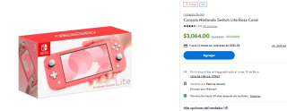 Nintendo Switch Lite Rosa Coral por $2,764 en Walmart