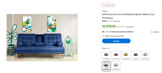 Sofá Cama de Lino Azul Queen Makora por $3,999 en Walmart