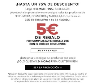 Descuento de -75% y -5€ de regalo por compras de +59€