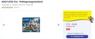 Lego Politiegevangeniseiland (60419) voor €56,25 bij Toychamp