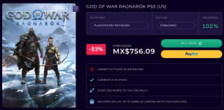 God of War Ragnarök PS5 a $489.26 en CDKeys