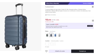Maleta de Cabina 4 Ruedas de Viaje Semirigida 18.69€ (Cuenta Nueva 11.21€)