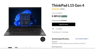 Lenovo ThinkPad L15 Gen 4 Ryzen 3 PRO 7330U voor €489,42 bij Lenovo