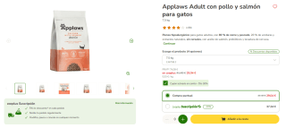 Applaws Comida Seca Completa Natural de Pollo con Salmón para Gatos Adultos 7.5 kg por 29,04€