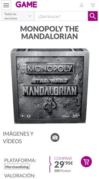 Juego De Mesa Monopoly Star Wars The Mandalorian por 29,95€.