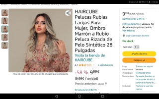 Peluca Rubia Larga Para Mujer. Por 9,99€
