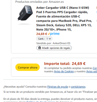 Anker Cargador USB C (Nano II 65W) Pod 3 Puertos por 24,99€
