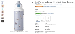 Drinkfles pop-up Campus 400 ml Little Dutch - Sailors Bay voor €5 bij Amazon NL