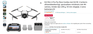 DJI Mini 4 Pro Fly More Combo voor €901,55 bij Amazon