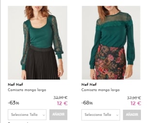 Recopilación de ropa marca Naf Naf desde 4€