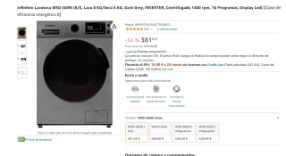 Infiniton Lavaseca modelo WSD-G69S 8kg por 381,65€