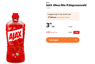 Ajax allesreiniger Fête fl. klaprozenveld voor €2,52 bij Colruyt