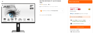 Monitor MSI PRO MP273QP 27" LED IPS WQHD 75Hz por 169€