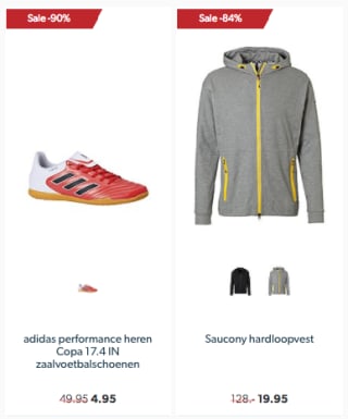 Finalsale bij Wehkamp tot 90% korting op heel veel sportkleding