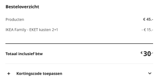 2+1 gratis op EKET kasten bij IKEA