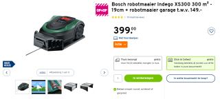 Bosch XS300 indego robotmaaier + garage voor €399 bij Gamma