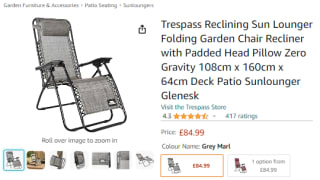 Receive Trespass reclining sun lounger from Amazon as low as £5.99