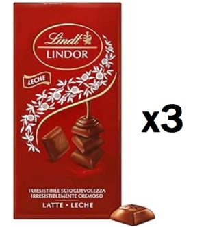 Pack 3 Lindt Chocolate LINDOR SINGLES tableta Chocolatemcremoso y suave, con interior relleno de chocolate con leche, 100gr por 4.98€