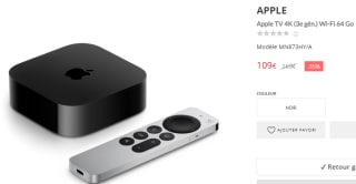 Lecteur multimédia Apple TV Wi‑Fi (2022) à 109€