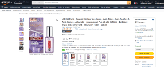 L'Oréal Paris Sérum Contour des Yeux, Anti-Rides , Anti-Poches et Anti-Cernes, Revitalift Filler à 7,22€