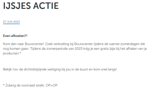 Gratis ijsje bij het afhalen van je producten bij Bouwcenter