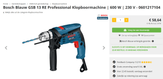 Bosch Professional GSB 13 RE Klopboormachine - 600 Watt voor €58,64 bij Toolmax