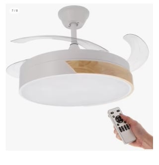 Ventilador techo con luz led, silencioso reversible, mando a distancia, aspas retráctiles, memoria de luz, 6 velocidades, con temporizador por 74.8€ (Cuenta Nueva 62.8€)